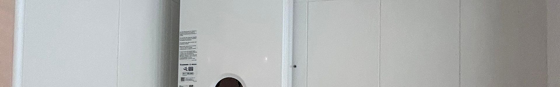 A new Bosch gas heater installed in the utility room