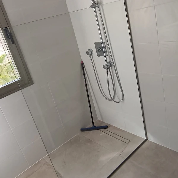 A new walk - in shower after a bathroom renovation